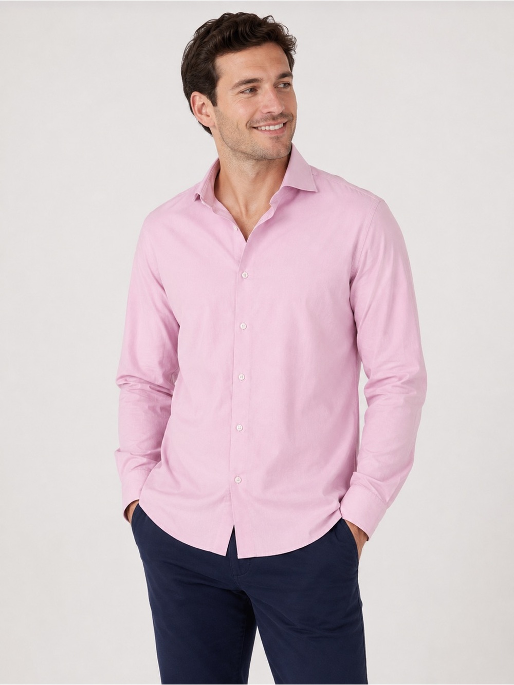 Light Pink Men’s Tailored Fit Dress Shirt – Tall Friendly
